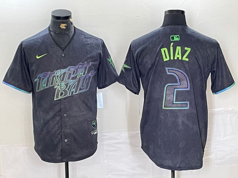 Men Tampa Bay Rays #2 Yandy Diaz Nike MLB Limited City Connect Black 2024 Jersey style 3